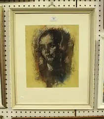 T. O'Donnell, Head Study of a Woman, mixed media on paper