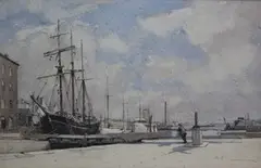 Edgar Thomas Holding, The Old Lock at Southwick, watercolour