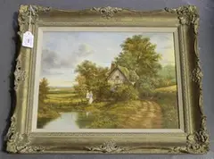 Peter A. Kotka, Victorian Rural Scene, oil on panel