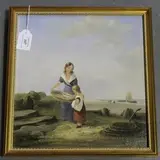 William Rodgers, Coastal View with Fisherwoman and Child, oil on canvas