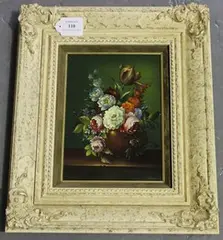 Gyula Kadas, Still Life Study of Flowers, oil on board