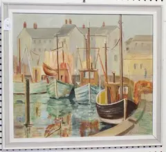 Florence Jenkinson, Peterhead Harbour, oil on board