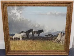 Ponies on The Moor by W.R. Jennings, oil on canvas, sold Jul 2015