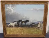 W.R. Jennings, Ponies on The Moor, oil on canvas