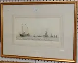 Rowland Langmaid, Royal Yacht and Fleet, monochrome etching
