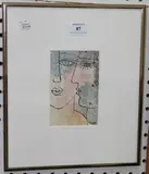 Jack Yates, Head Study, watercolour