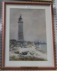 Clement Lambert, The Lighthouse, Shoreham, watercolour