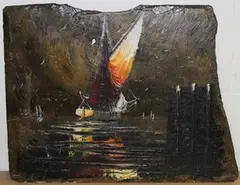 J. Whitehand, Cornwall, oil on slate