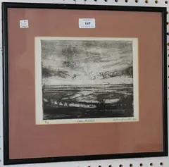 Anthony Farrell, Leigh Marshes, 1971, monochrome etching