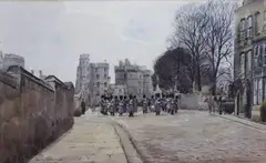 Nora Davison, Band of the Grenadier Guards, Castle Hill Windsor, watercolour