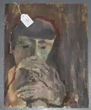 Royce Sutcliffe, Portrait of a Potter, possibly Ian Godfrey, oil on board