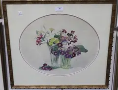 Frank Galsworthy, Still Life Study of Primulas, 1920, watercolour