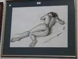 Alan Bedford, Female Nude on a Bed, pencil drawing