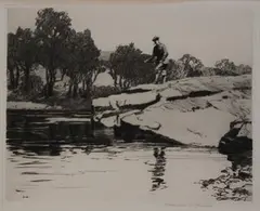 Norman Wilkinson, The Kettle Pool, Struan, monochrome drypoint etching produced in an edition of 100
