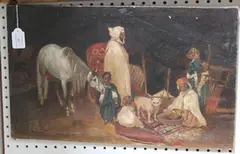 E. Sanguinetti, Bedouin Tent Interior, oil on canvas