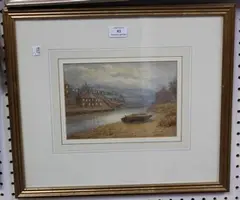 Anthony John Moore, View of an Inland Harbour at Dusk, 1910, watercolour