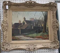 Douglas Frederick Pittuck, Village Scene, oil on board