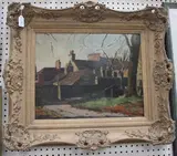 Douglas Frederick Pittuck, Village Scene, oil on board