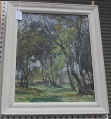 B.S. Pedder, A Birch Wood, early/mid-20th Century oil on board