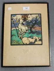 Sybil Tawse, Little Bo Peep, hand-coloured print