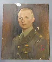 Klaus Clausmeyer, Head and Shoulders Portrait of a British Officer, 1945, oil on board