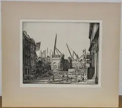 Ian Strang, The Demolition of Regents Street, 1923, monochrome etching