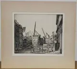 Ian Strang, The Demolition of Regents Street, 1923, monochrome etching