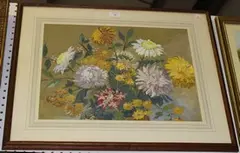 R. Williams, Still Life Study of Chrysanthemums and Other Flowers, gouache