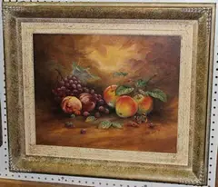 W. Brooks-Green, Still Life Study of Fruit and a Butterfly, oil on canvas
