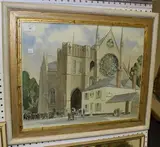 Dion Pears, View of Arundel Cathedral, early/mid-20th Century watercolour