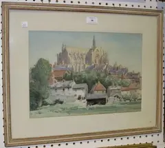 Harold Latham, View of Arundel Cathedral, watercolour