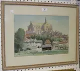 Harold Latham, View of Arundel Cathedral, watercolour