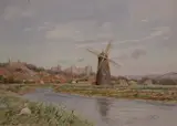 Arthur Foord Hughes, Arundel Tower Mill, 1930, watercolour