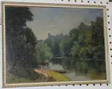 Charles Meacham, View of Swanbourne Lake, Arundel, oil on board
