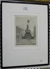 J.H. Wiley, Eros, Piccadilly, London, monochrome etching