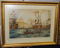 S.C. Rowles, Fleet off Dover, watercolour and gouache