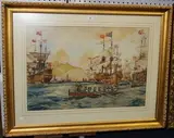 S.C. Rowles, Fleet off Dover, watercolour and gouache