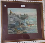 Rocks at Cap Mountain by Arthur Henry Knighton-Hammond, 1927, watercolour, sold Dec 2014