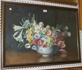 Mary Stickland, Still Life Study of Flowers in a Bowl, 1937, watercolour