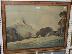 Edwin Harris, View of a Ruined Castle, early/mid-20th Century watercolour