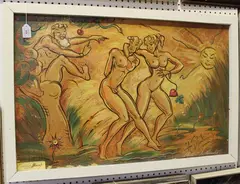 H. Blandini, Chassés du Paradis, mixed media on canvas