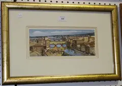 John Booth, View of the River Arno, Florence, gouache