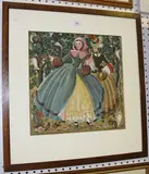 Edith N. Walker, Elegant Ladies feeding Wildlife in a Woodland, watercolour on silk