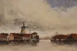 Louis Van Staaten, Dordrecht, watercolour with gouache
