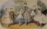 Adele-Anais Toudouze, Young Lady and Children in a Parkland, watercolour heightened with white