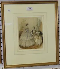 Two Fashionable Ladies in an Interior by Adele-Anais Toudouze, watercolour heightened with white, sold Dec 2014