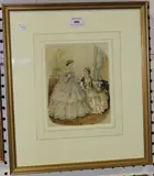 Adele-Anais Toudouze, Two Fashionable Ladies in an Interior, watercolour heightened with white