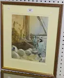 John Bastin, Figures unloading a Ship, watercolour over pencil