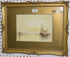 F.J. Aldridge, A Venetian Sunset, watercolour