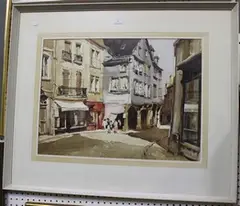 Keith A. Jordan, French Street Scene, watercolour
